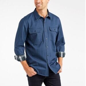 L.L.Bean Men's Flannel Lined Hurricane Shirt Raven Blue Size XL-Tall
